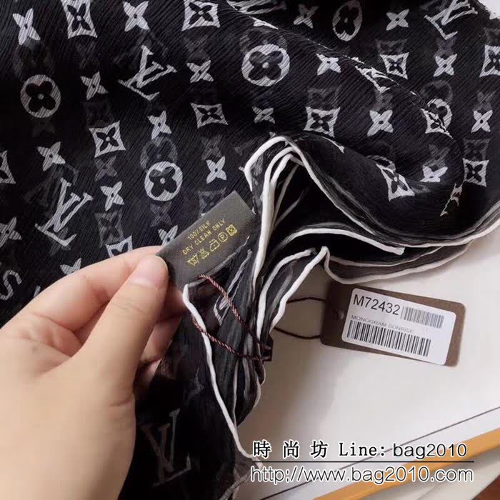 路易威登LV經典款 真絲順羽monogram圖案絲巾 LLWJ6405